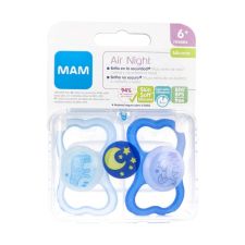 CHUPETE SILICONA MAM AIR NIGHT A 6+ M PACK DOBLE