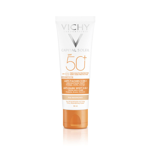 IDEAL SOLEIL SPF-50+ CUIDADO ANTIMANCHAS 3 EN 1