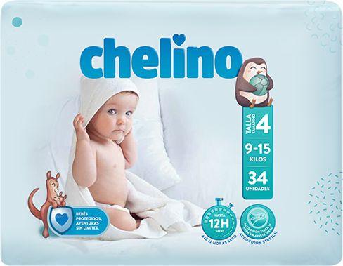 PAÑAL INFANTIL CHELINO T- 4 (9 -15kg) 34UNIDADES