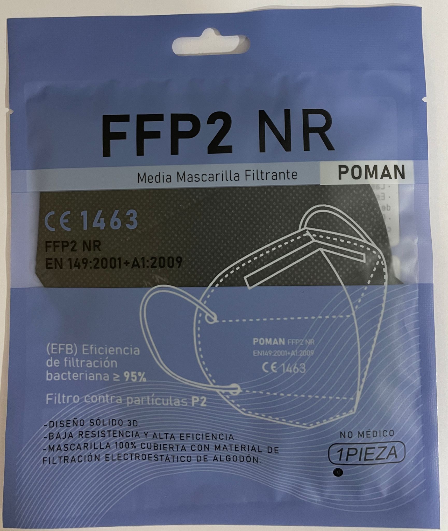 Mascarilla Ffp2 Negra Poman 1u - Farmacia Online Barata Liceo. Envíos 24/48  Horas.